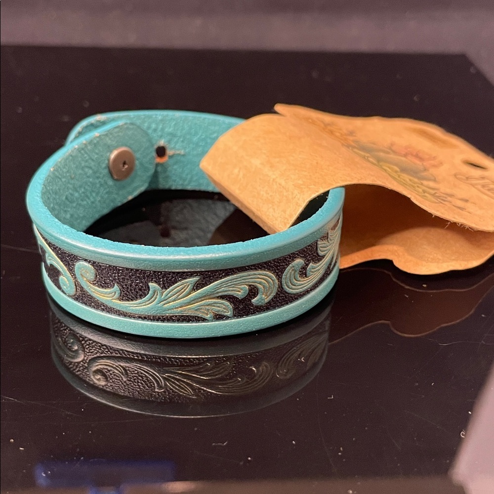 Justin Boots Blue and Black Leather Bracelet